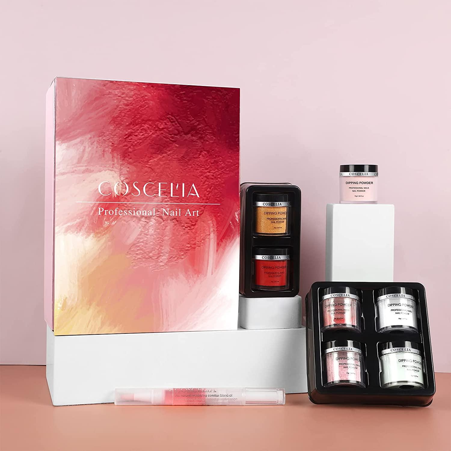 Dip Powders Nail Kit with 12 Colors Dipping Powders Top Coat Base Coat