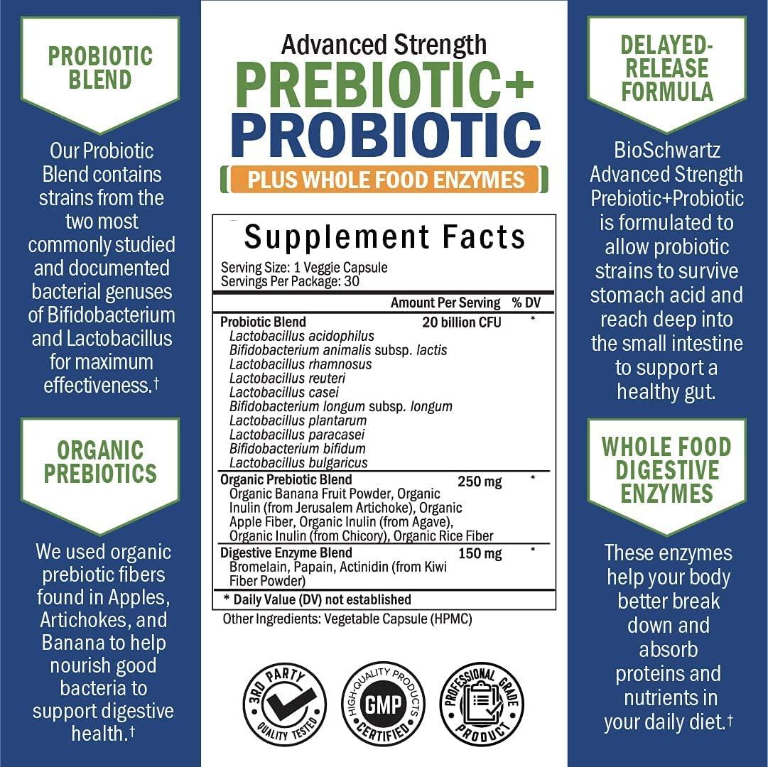 Prebiotics and Probiotic with Whole Food Enzymes for Adults Women & Men