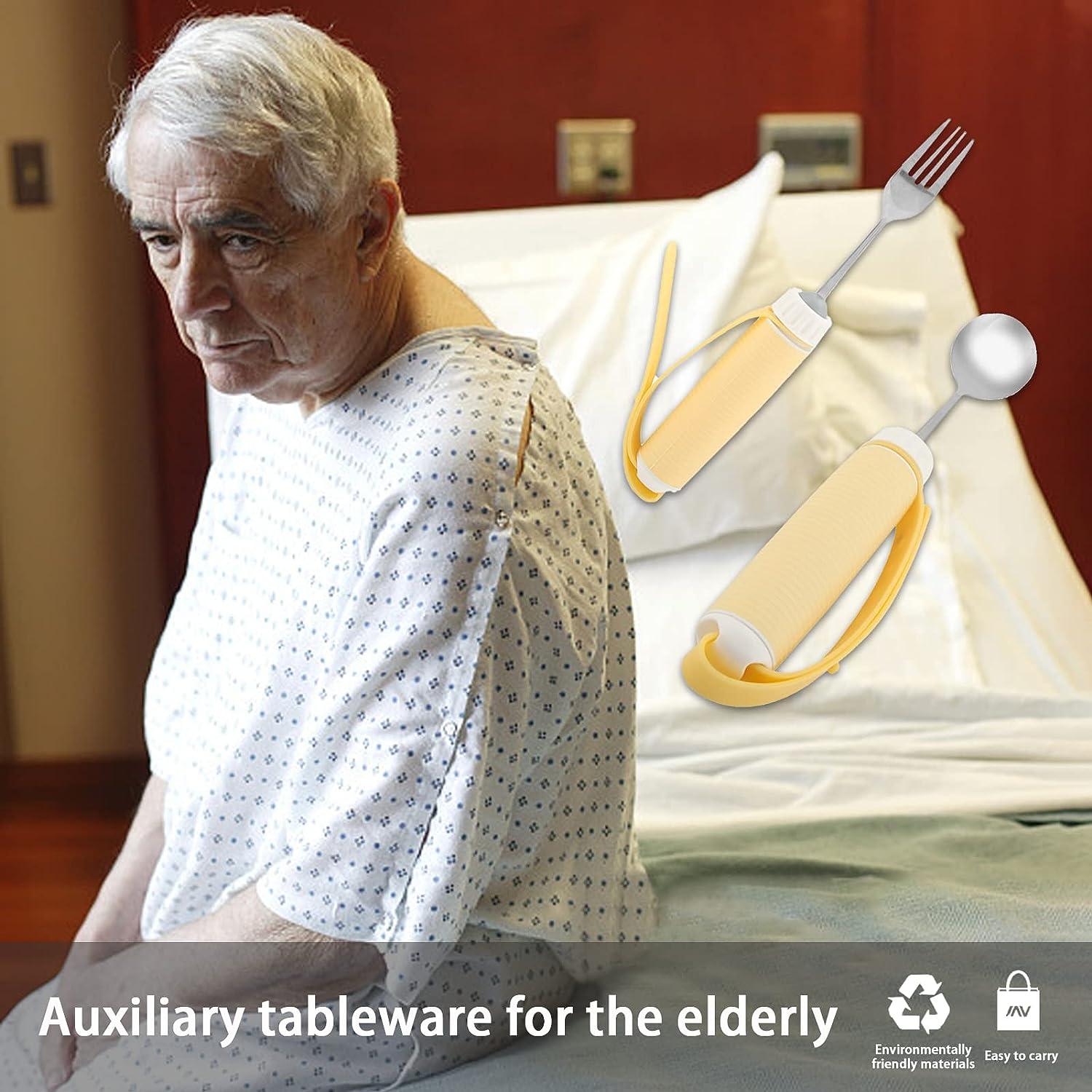 Easy Grip Spoon Fork Adaptive Eating Tableware Rotating Stainless Steel