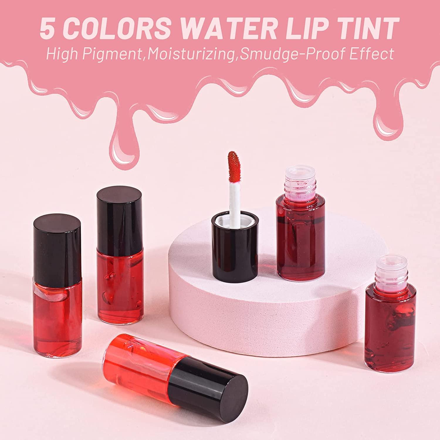 FREEORR 5 Colors Lip Tint Stain Set, Blusher Water Tint Makeup, Lip