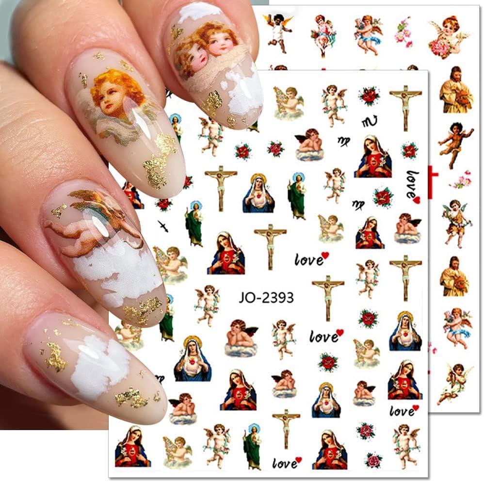 Amazon.com: 9 Sheets Angel Nail Stickers 3D Self-Adhesive Cupid Nail Art  Stickers Eros Flowers Heart Nail Art Supplies Design Valentine's Day Nail  Decals for Women Girls Acrylic Nails Manicure Decorations : Beauty