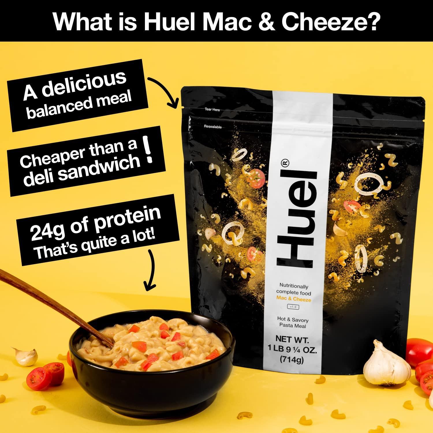 Huel Hot and Savory Instant Meal Replacement - Mac Cheeze 14 Scoops Packed  with 100% Nutritionally Complete Food Including 25g of Protein 6g Fiber 27  Vitamins Minerals LastFuel scoop 25.1856 Ounce