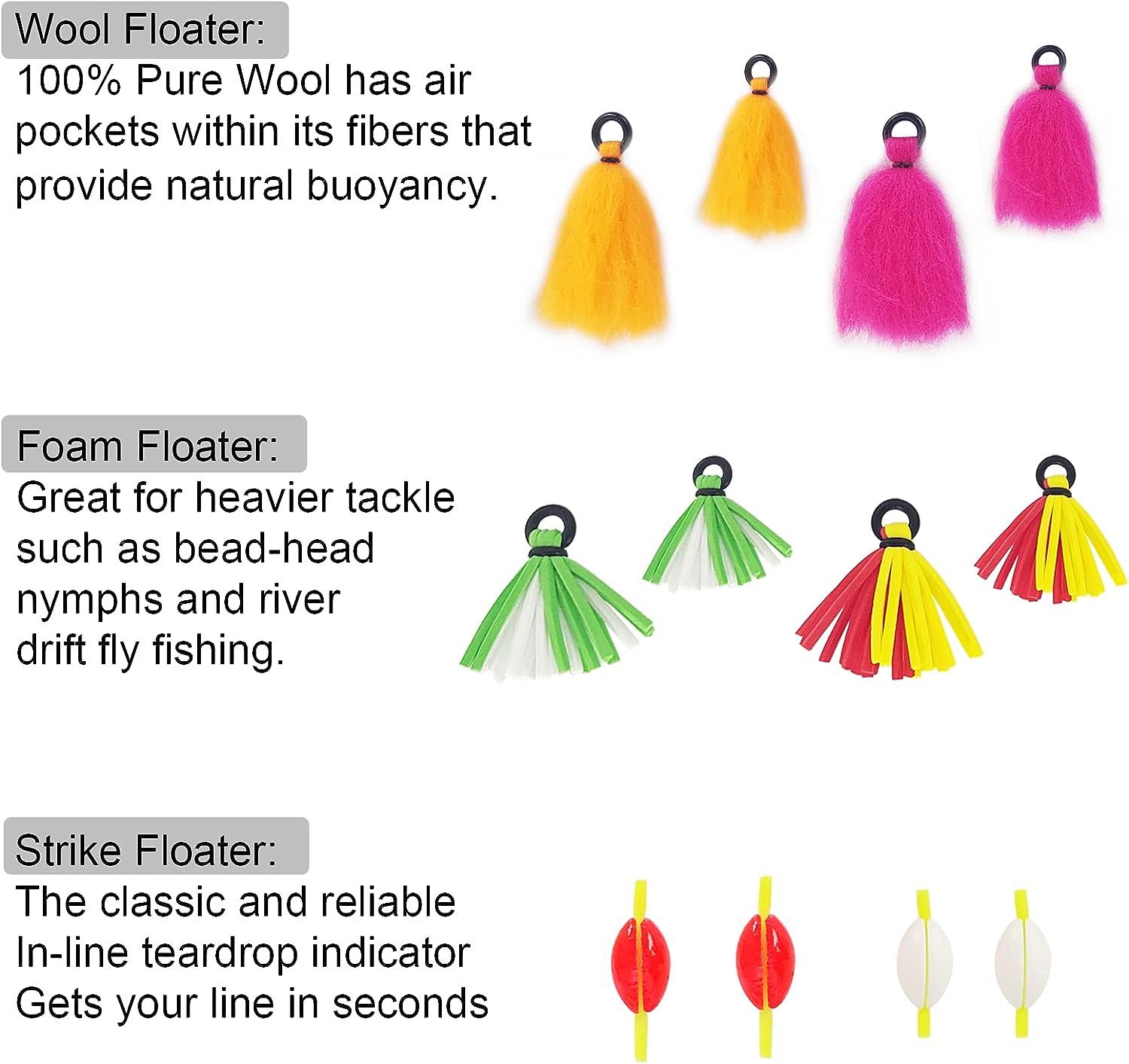 Riverrruns Yarn, Foam Indicator Hand Tied Floating Fly Fishing Nymphs & Dry Fly  Fly Fishing Foam Nymph& Dry Fly Combo D: 6colors 12pc, Yarn Indicator