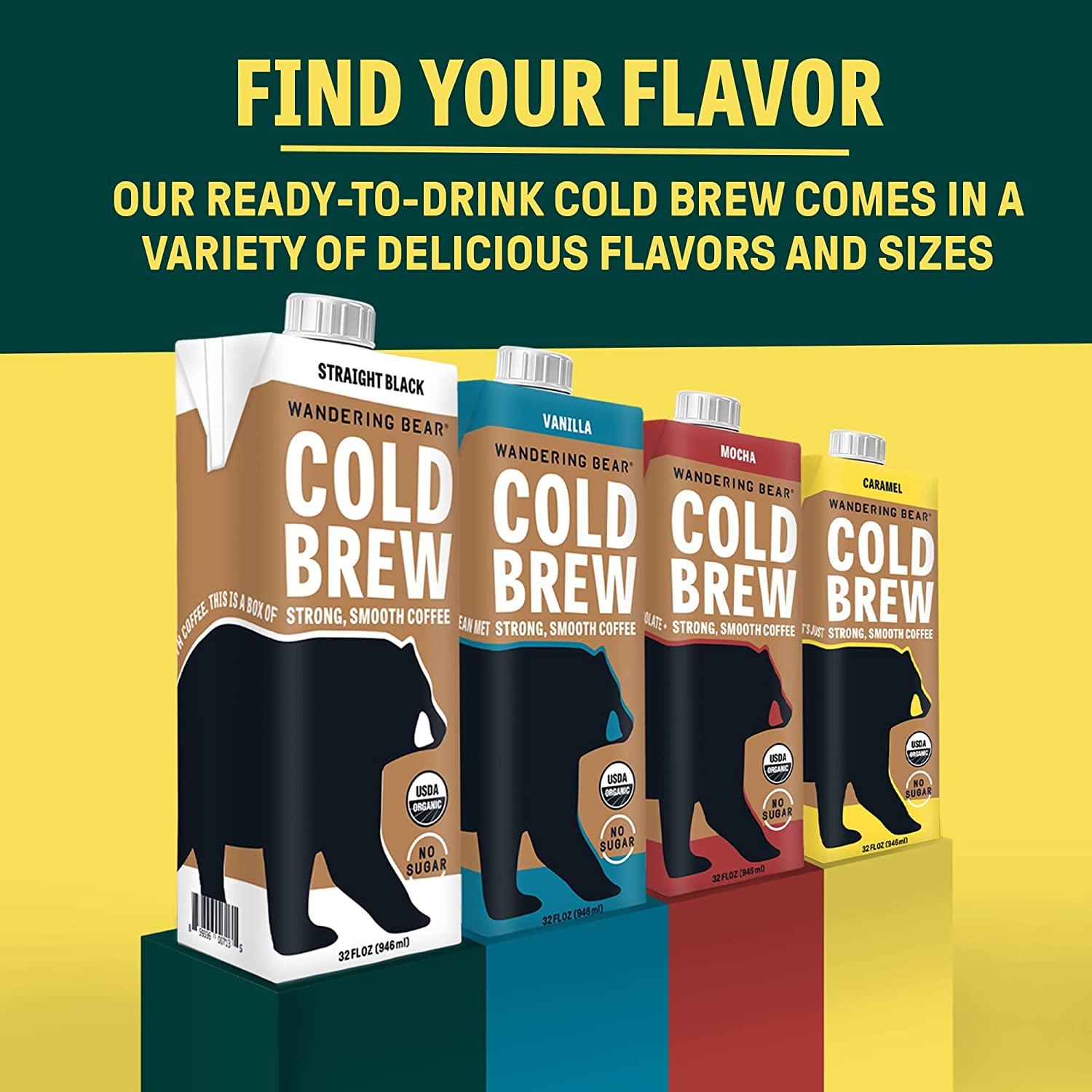 Wandering Bear Organic Straight Black Cold Brew Coffee, 32 fl oz, 1