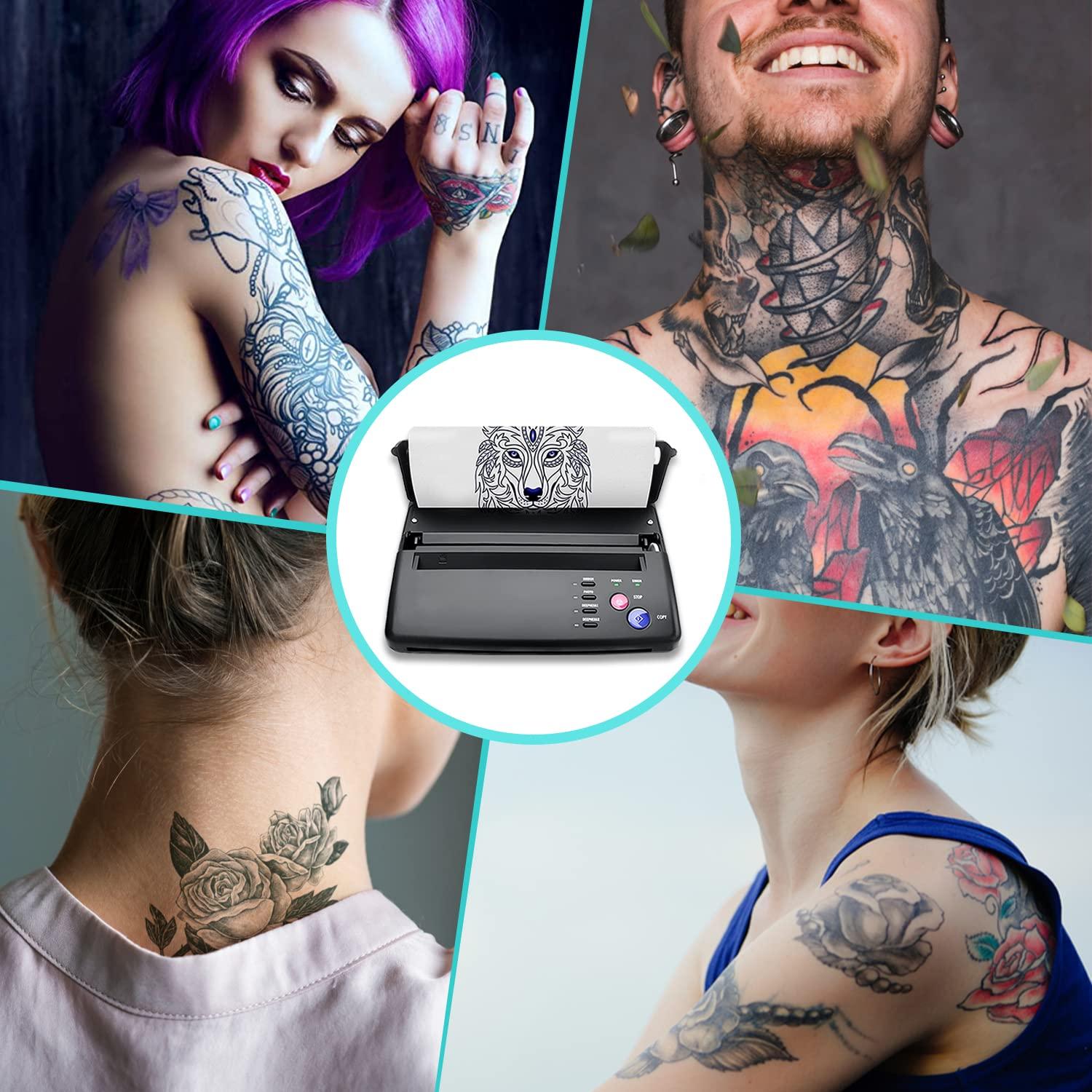 Atelics Tattoo Transfer Stencil Machine Thermal Copier Printer with 20 Pcs Transfer  Paper Tattoo Stencil Printer Tattoo for Temporary and Permanent Tattoos  Black Update Version
