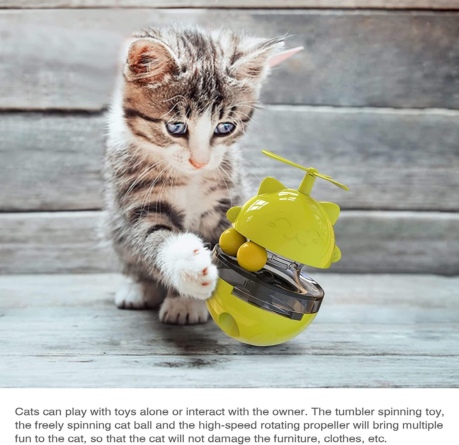 NO Tumbler Interactive Cat Toy, Cat Snack Dispenser with Double Rolling