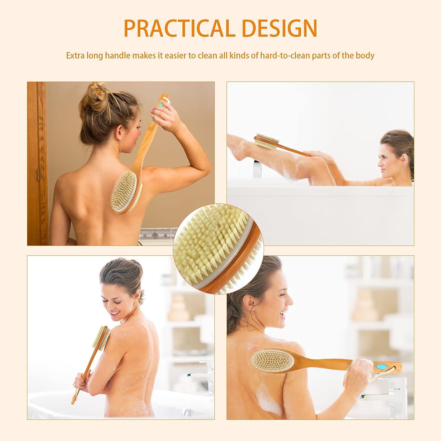 Long Handle Soft Bristle Bath Brush Dual Purpose Bath Shower Bathroom Back  Scrubbing Brush Back Cleaning