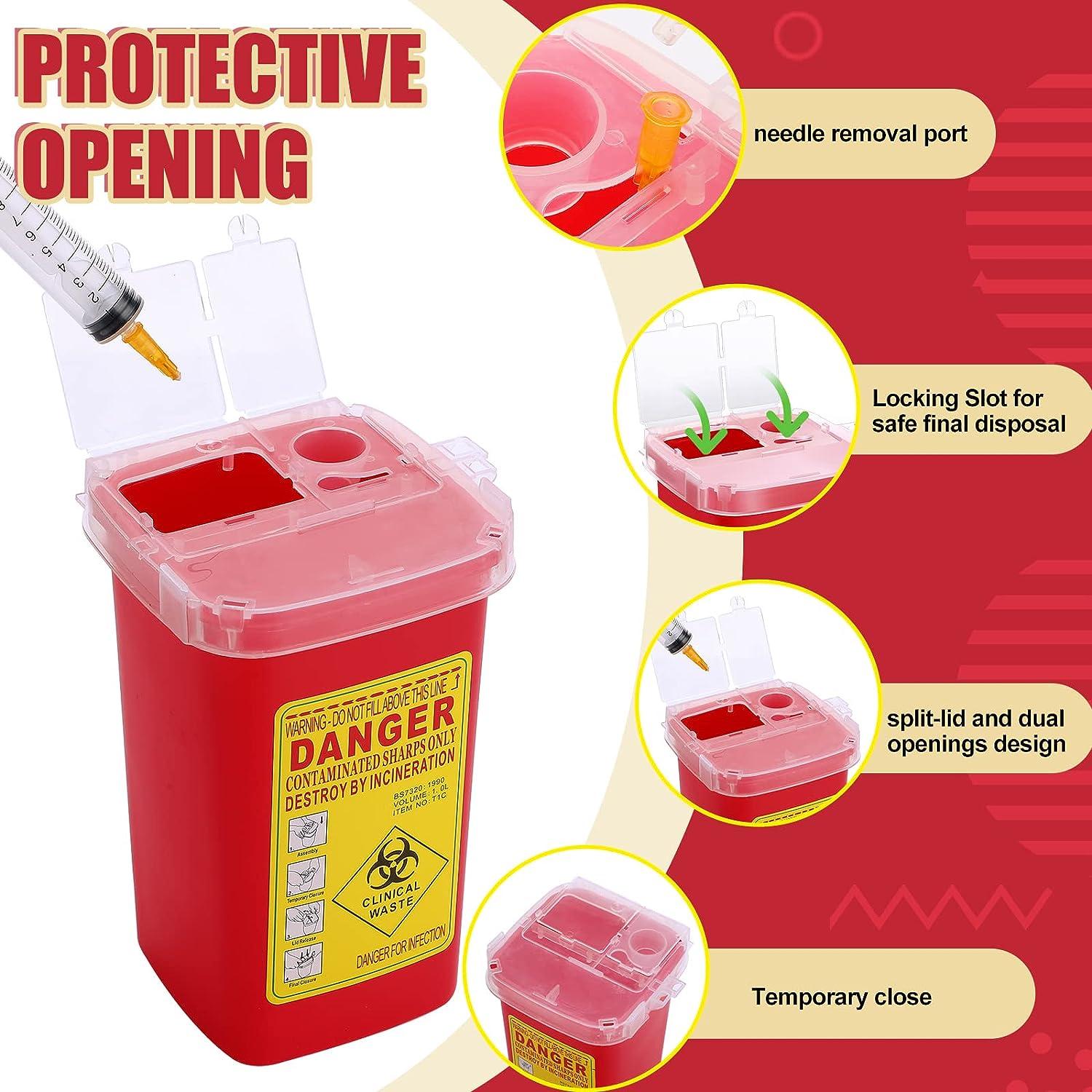 20 Pcs 1 Quart Flip Top Sharps Container Sharps Disposal Container