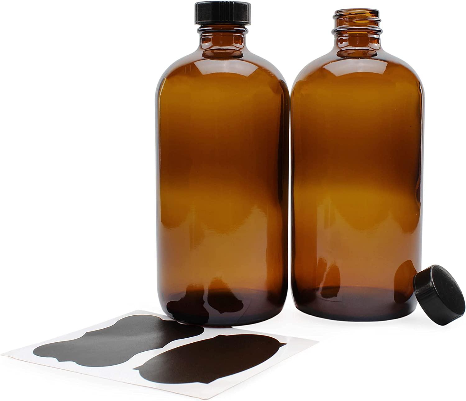 16 oz Amber Glass Bottle with Cap for sale