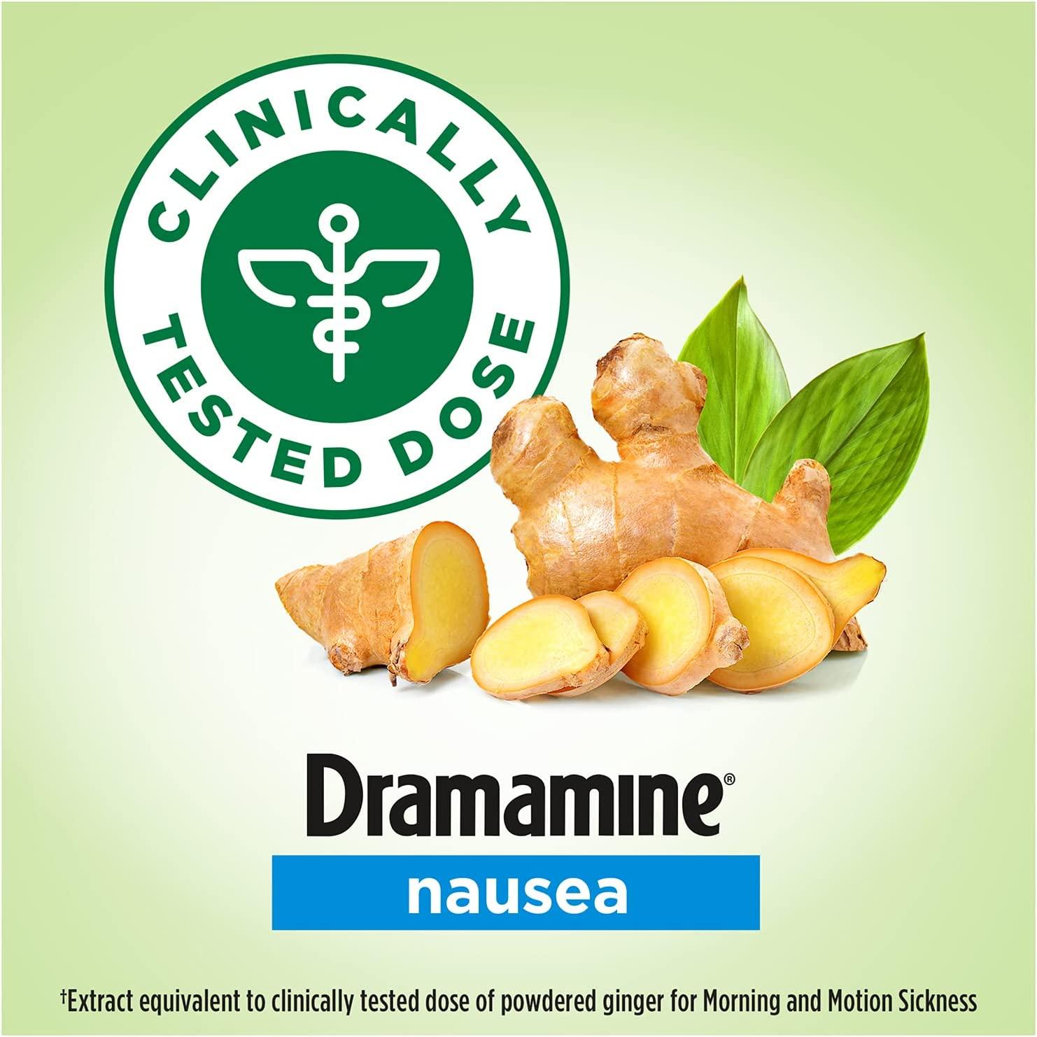 Dramamine Ginger Chews, Relieves Nausea, Lemon Honey Ginger Flavor, 20