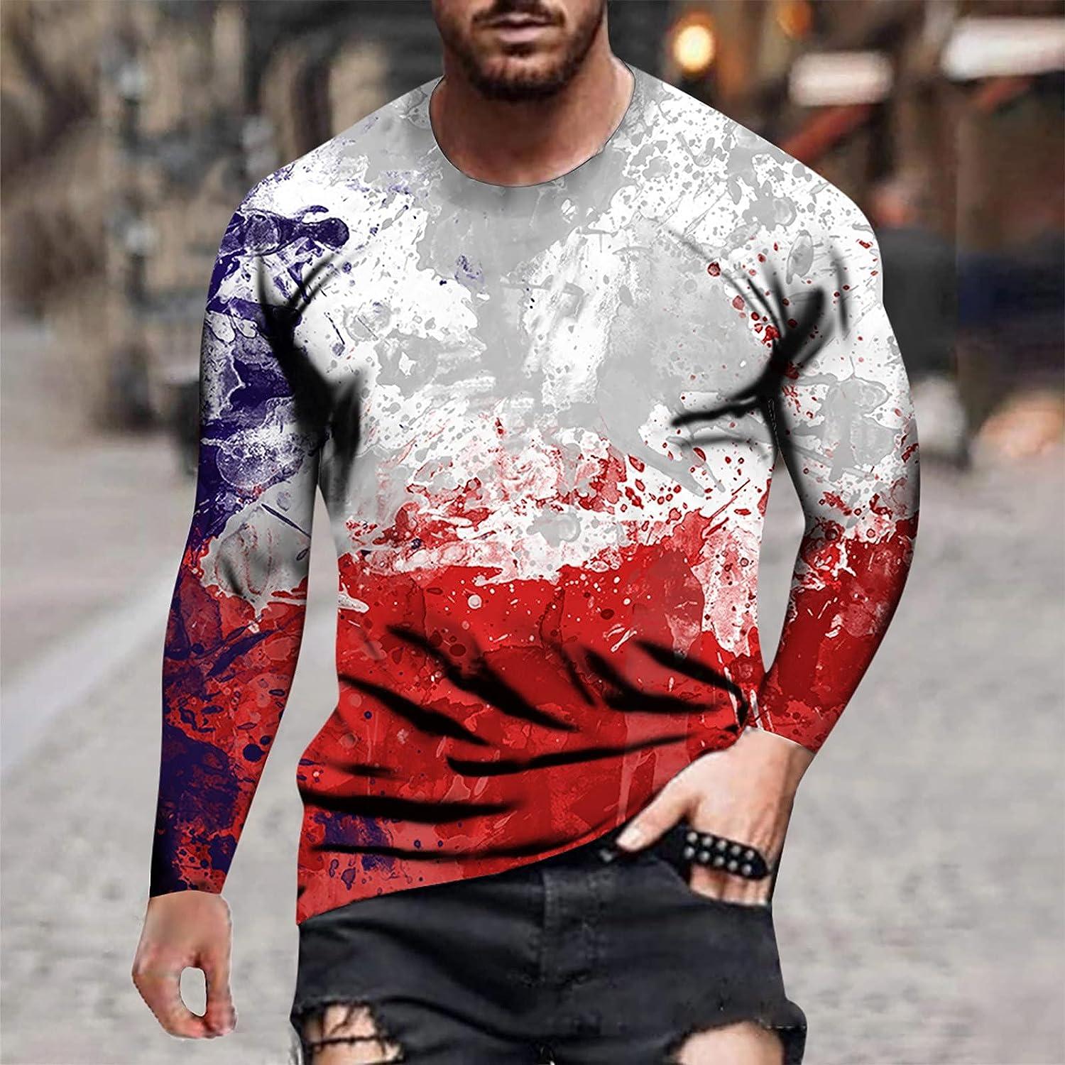 Mens Novelty T-Shirt Long Sleeve Jesus Cross Faith Casual Sport Tee Fashion  Christian Cross Graphic Pattern Print Top Red X-Large
