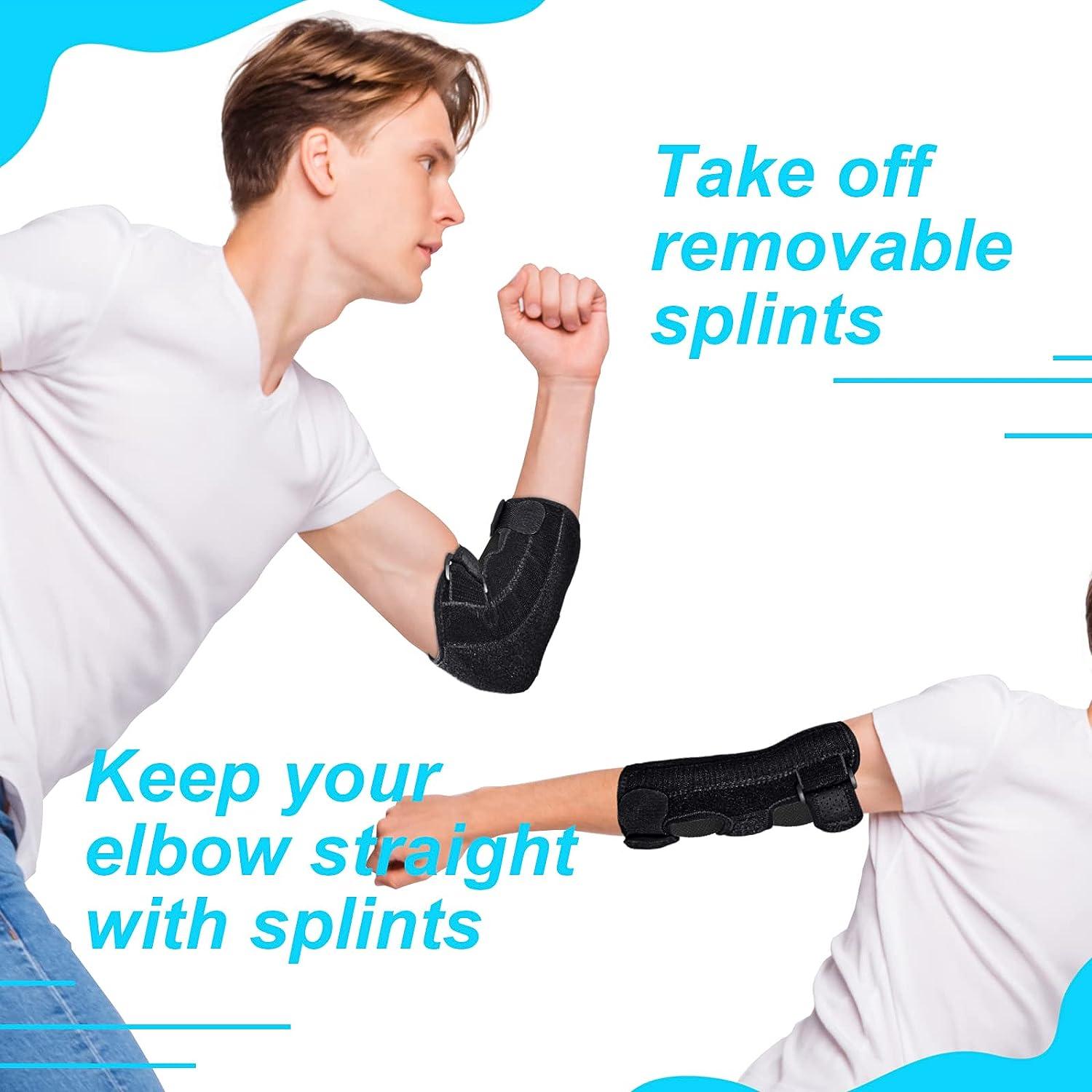 Elbow Brace for Ulnar Nerve Entrapment Adjustable Cubital Tunnel Brace with 2 Removable Metal
