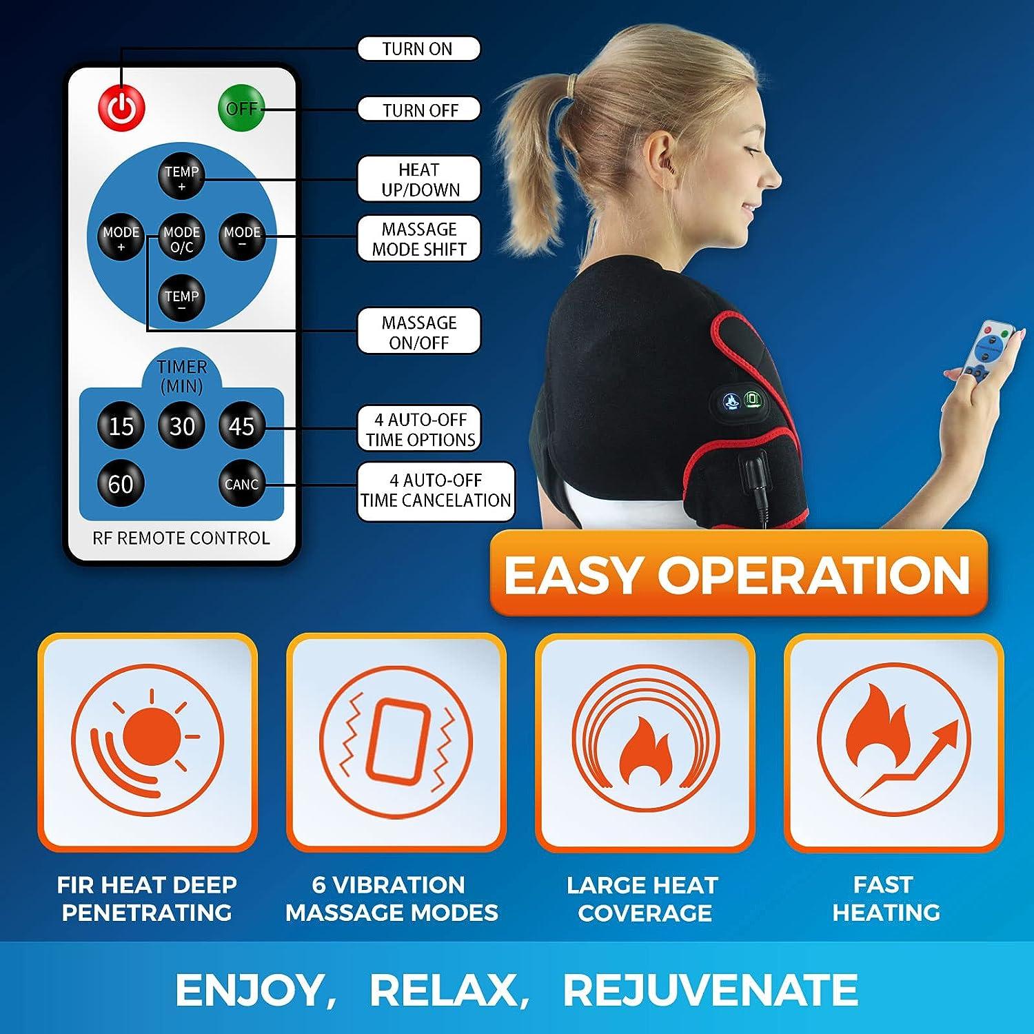 CHEROO Shoulder Heating Pad with Vibration Massager Auto Shut Off