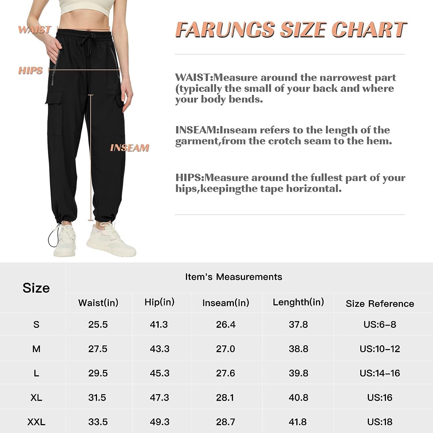 FARUNGS Quick Dry Cargo Pants Lightweight Tactical Hiking Pants with 5  Pockets for Women,Stretchy Waist and Water Resistant Black Medium