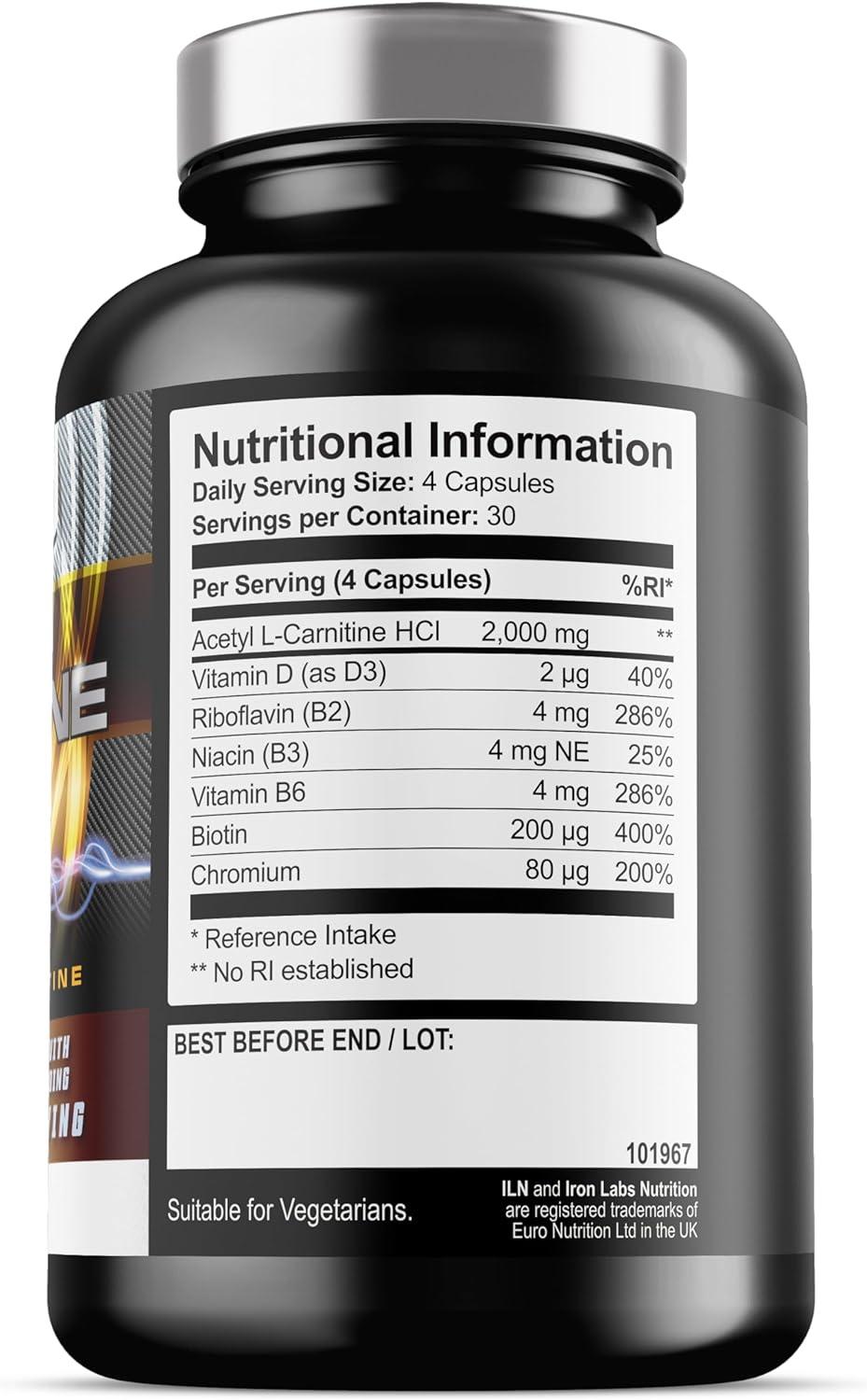 Acetyl L Carnitine Capsules | 2000mg x 30 Servings | Carnitine + 6 Added  Nutrients | 120 Vegetarian Capsules | Buy Now with Express International  Delivery