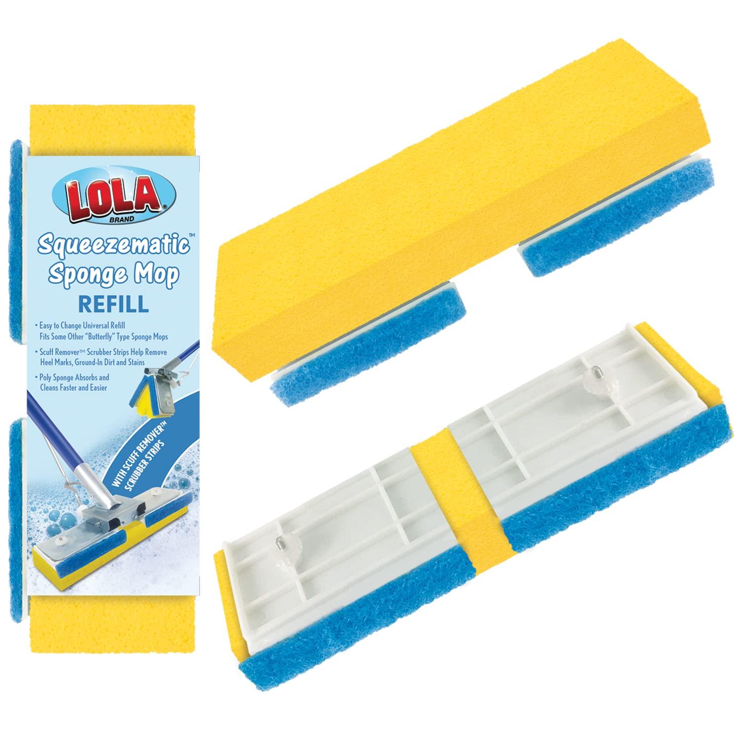 LOLA SqueezeMatic Butterfly Sponge Mop Head Refill Easy Clean & Wide