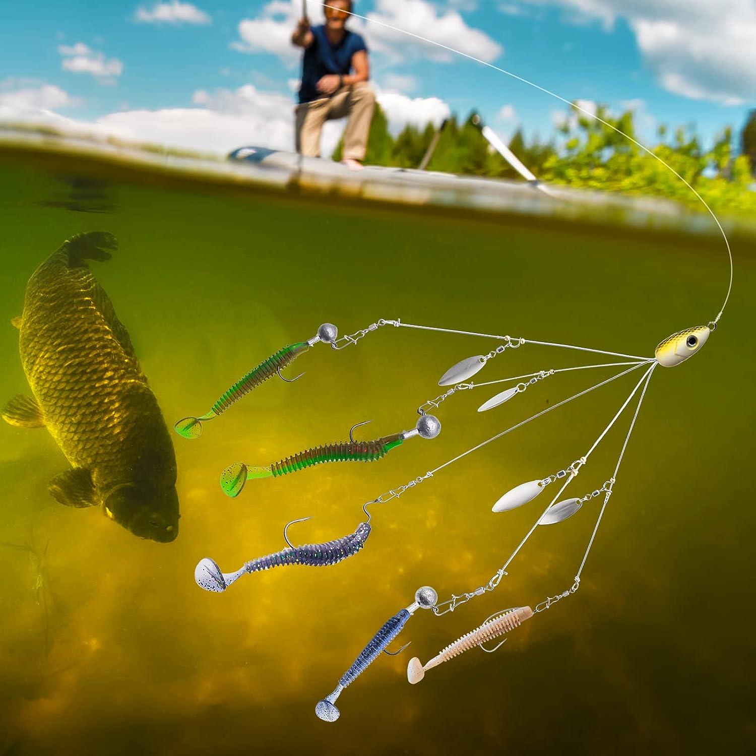 FREGITO 5 Arms Alabama Umbrella Rig Fishing Bass Kit Fishing Lures Bait Rigs  for Lures Trout Salmon Freshwater 62pcs set