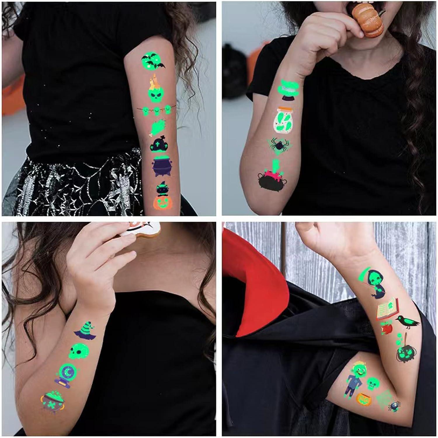 Luminous Temporary Tattoos for Kids Party Supplies 120 Styles Glow in the  Dark Decorations Birthday Party Favors Supplies Gifts Fake Tattoos 10  Sheets 2-Luminous Halloween Sticker-10Sheets