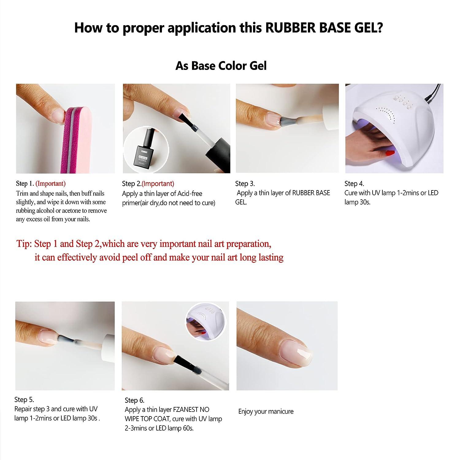 FZANEST Rubber Base Gel For Nails Builder Base Clear Sheer Color
