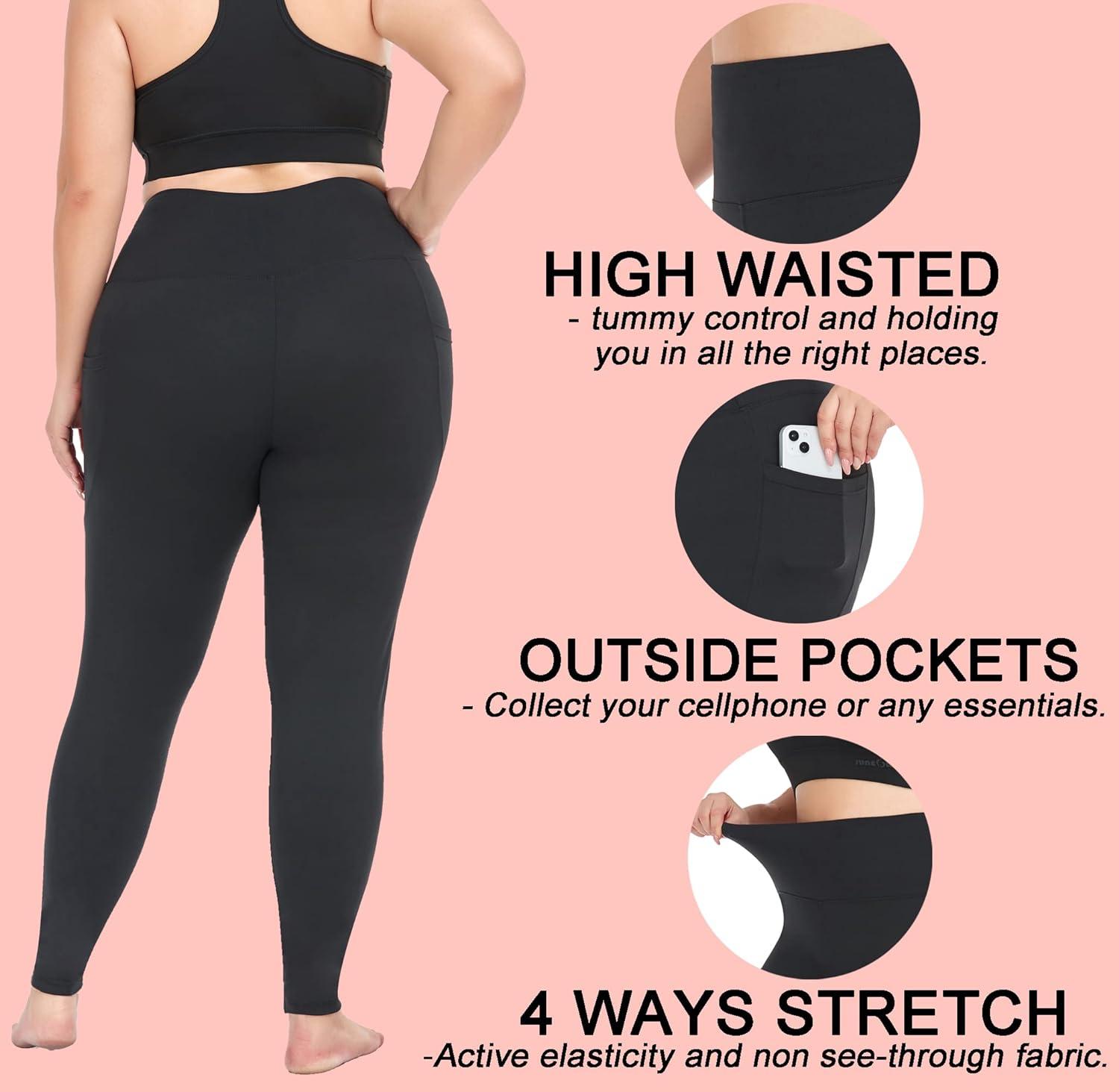 Amazon.com: PHISOCKAT 3 Pack High Waist Yoga Pants with Pockets, Tummy Control  Leggings, Workout 4 Way Stretch Yoga Leggings : Clothing, Shoes & Jewelry