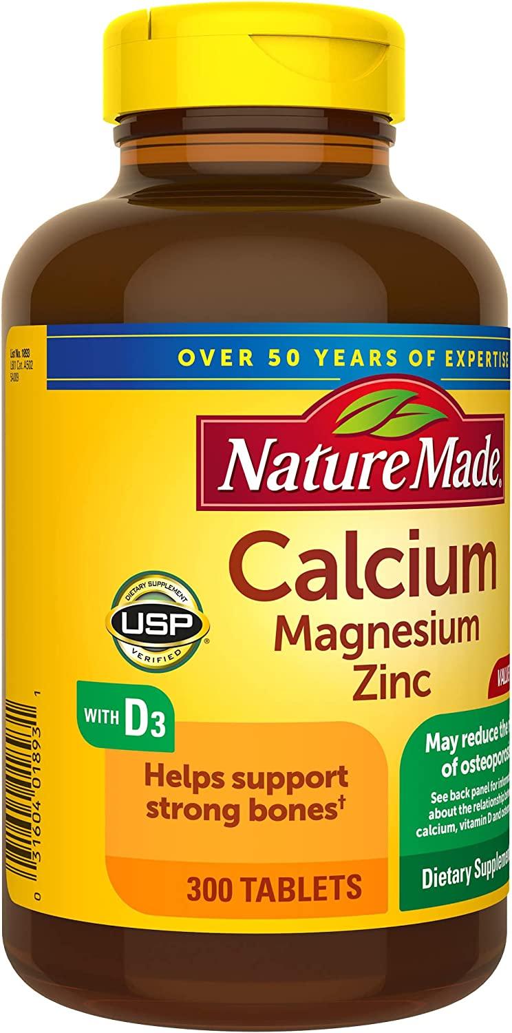 Nature Made Calcium Magnesium Zinc with Vitamin D3 300 Tablets for