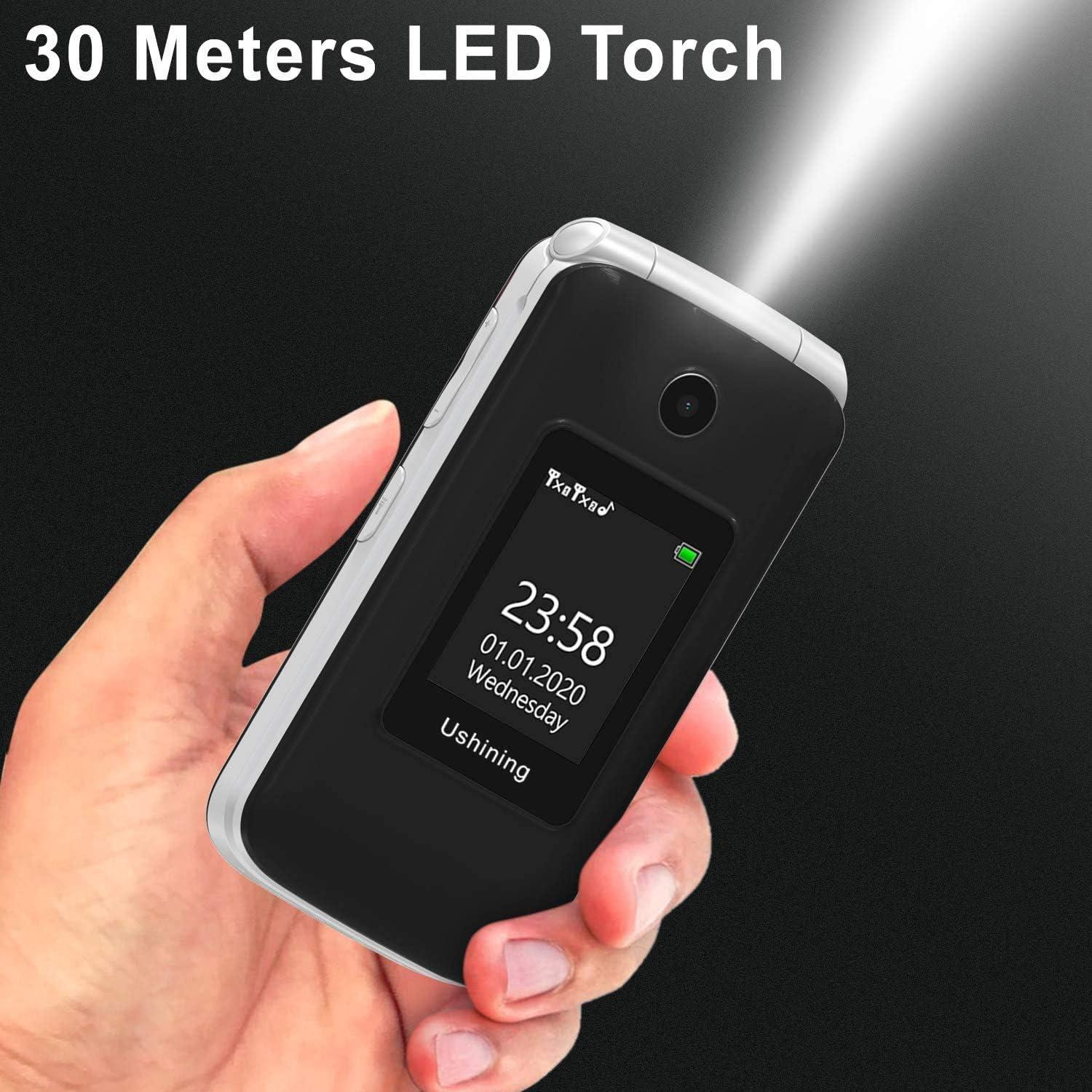 USHINING Senior Flip Mobile Phone Big Button Mobile Phone For Elderly Dual SIM Unlocked Card