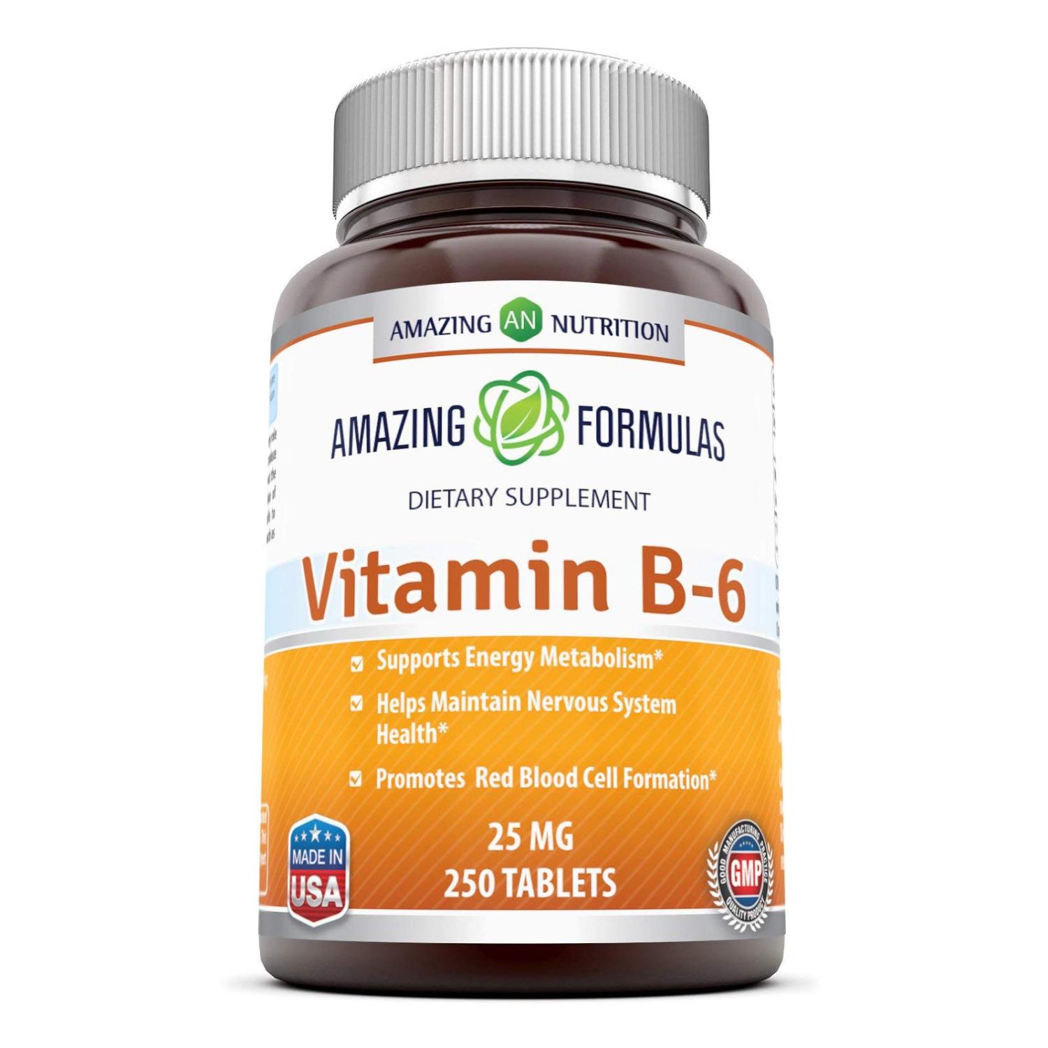 Amazing Formulas Vitamin B6 25 mg 250 Tablets Dietary Supplement (Non