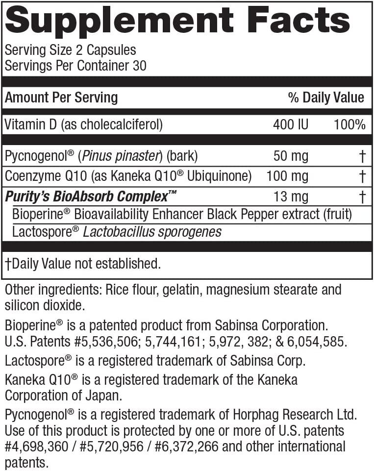 Pycnogenol + CoQ10 Super Formula Purity Products USAMade Kaneka