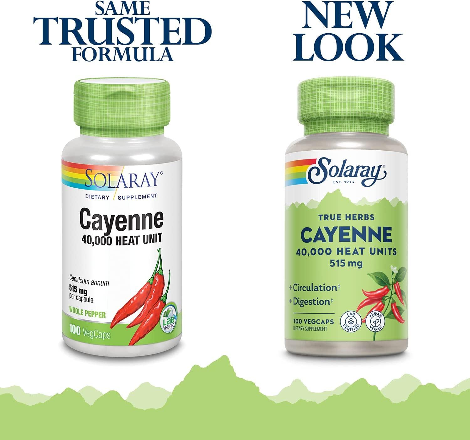 Solaray Cayenne Pepper 515 mg 40,000 Heat Unit Healthy Digestion