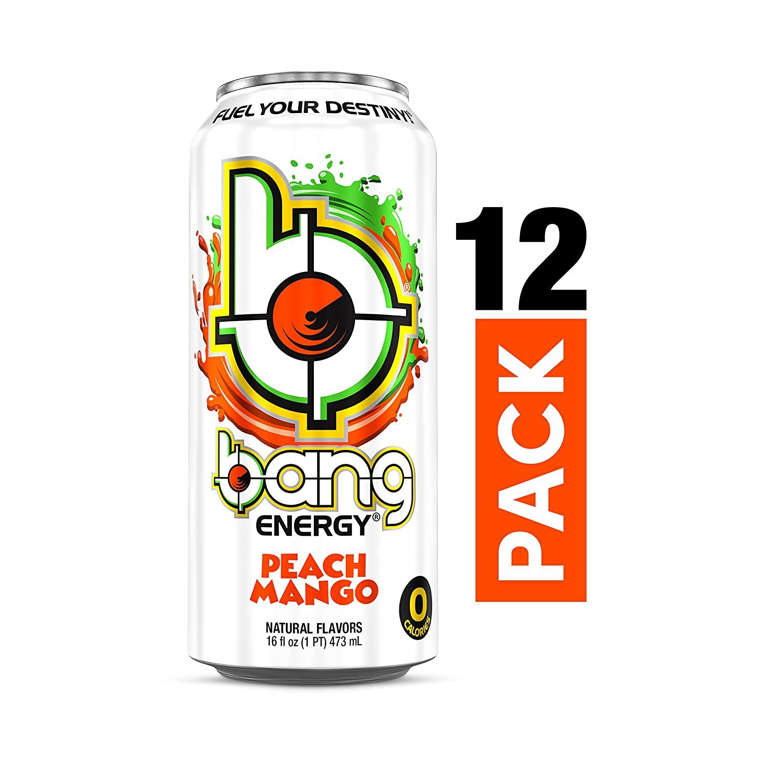 Bang Energy Peach Mango SugarFree Energy Drink 16oz (Pack of 12) Buy