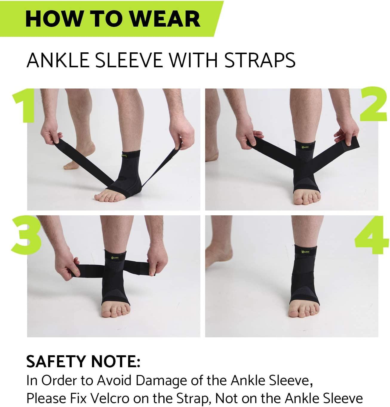 GARNO Ankle Brace Compression Sleeve with Adjustable Straps, Arch