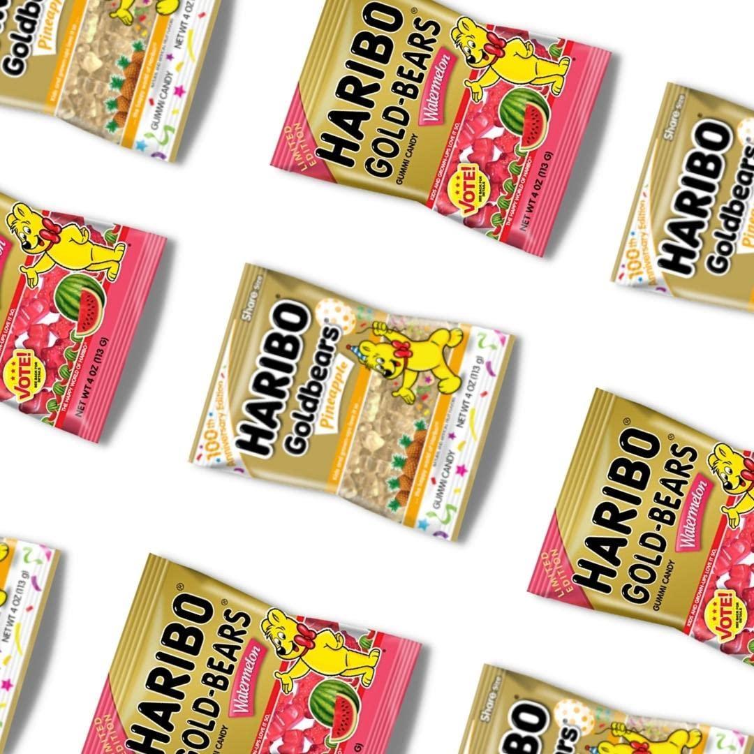 Haribo Goldbears Gummi Candy 4 oz. Pack Watermelon Pineapple Gummy