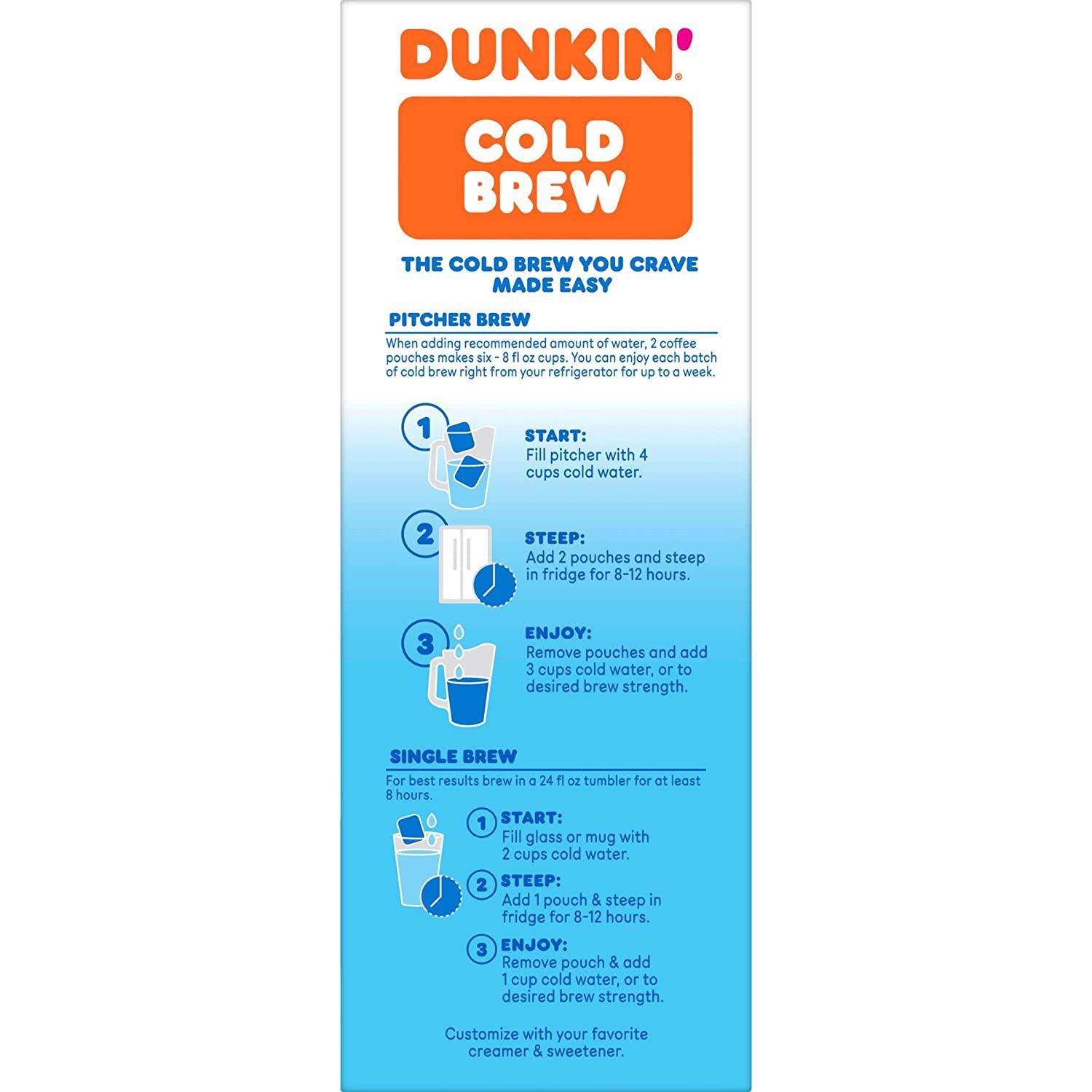 Dunkin' Cold Brew Ground Coffee Packs, 8.46 Ounces (Pack of 6)