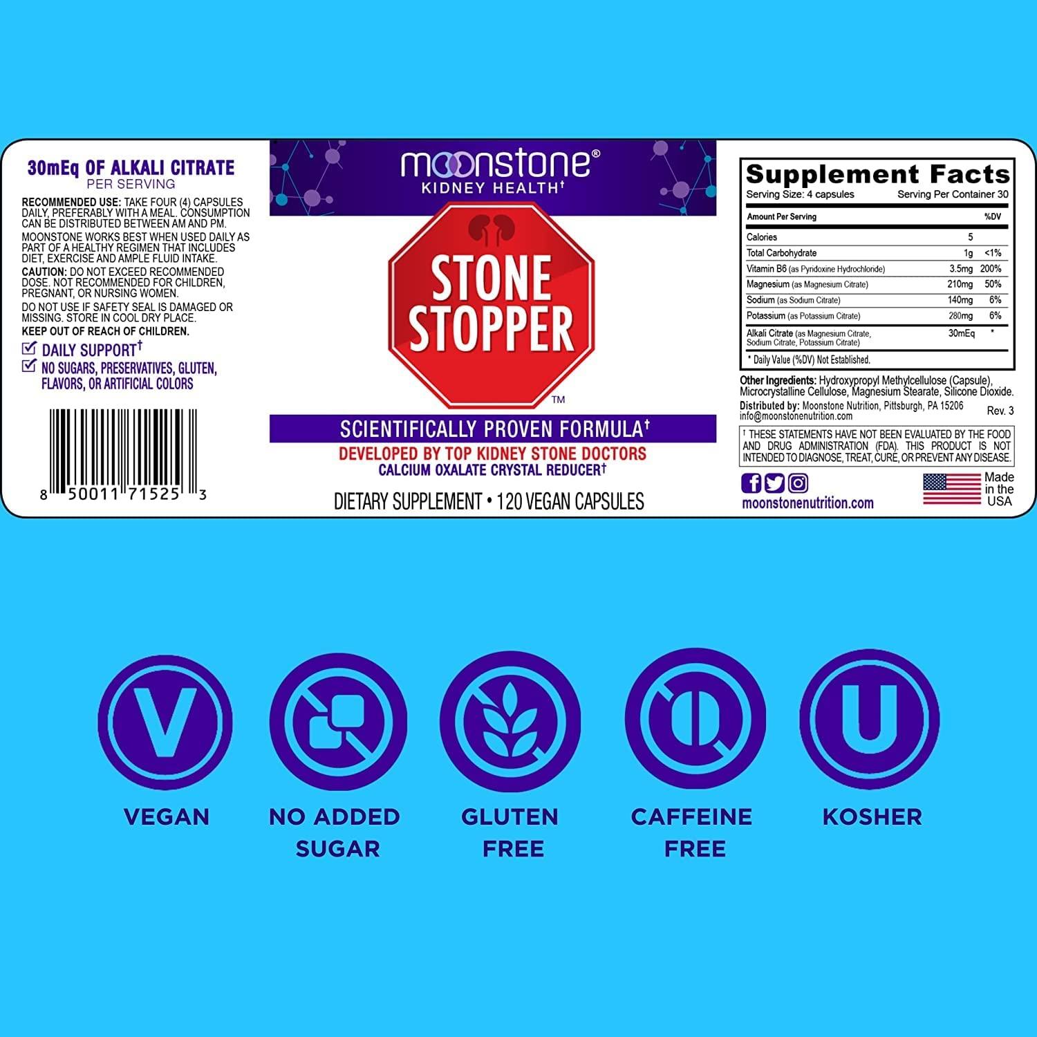 Kidney Stone Stopper Capsules Kidney Cleanse & Support for Stones Prevention, Kidney Health