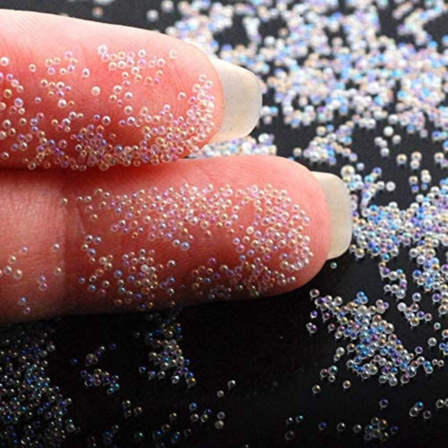 BeeSpring Nail Caviar 20g/jar 0.6-0.8mm Crystal Pixie Glass Caviar Beads AB  Glitter Micro Beads Nail Rhinestones for Nails Design