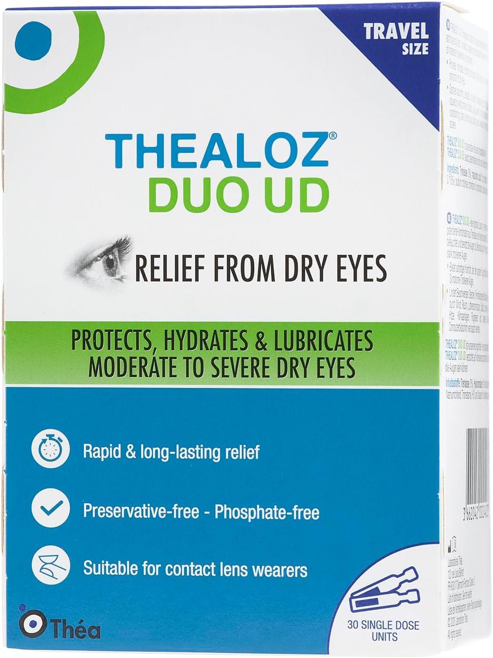 30 Thealoz Duo Unidose Eye Drops Travel Size Rapid & LongLasting