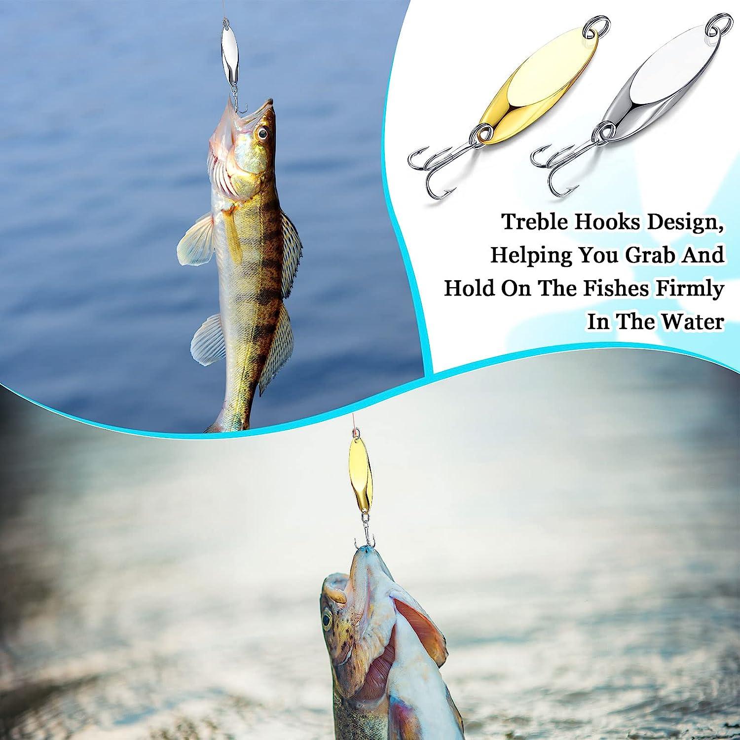 30 Pieces Fishing Spoons Lures, Treble Hooks Fishing Spoons Hard Metal  Spoon Lures Spoons for Huge Distance Cast Saltwater Freshwater Fishing in  1/5 oz 1/4 oz 3/8 oz 1/2 oz 3/4 oz Gold,Silver