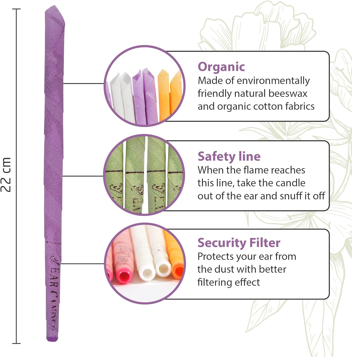 Incutex 20x wax ear candles ear cones candles with various fragrances and colours