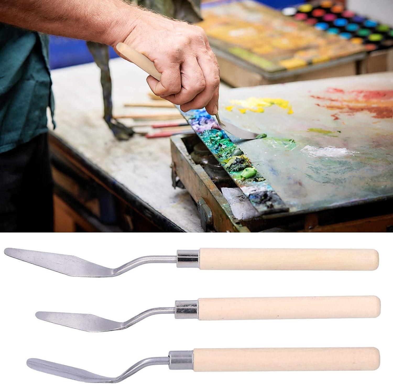 3Pcs Wooden Handle Palette Knife Set for Oil Painting and Art Scraping