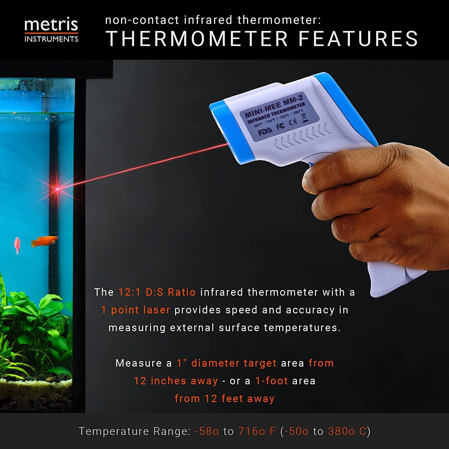 Metris MiniMee Digital NonContact Digital Infrared Reptile Thermometer, Laser Temperature Gun