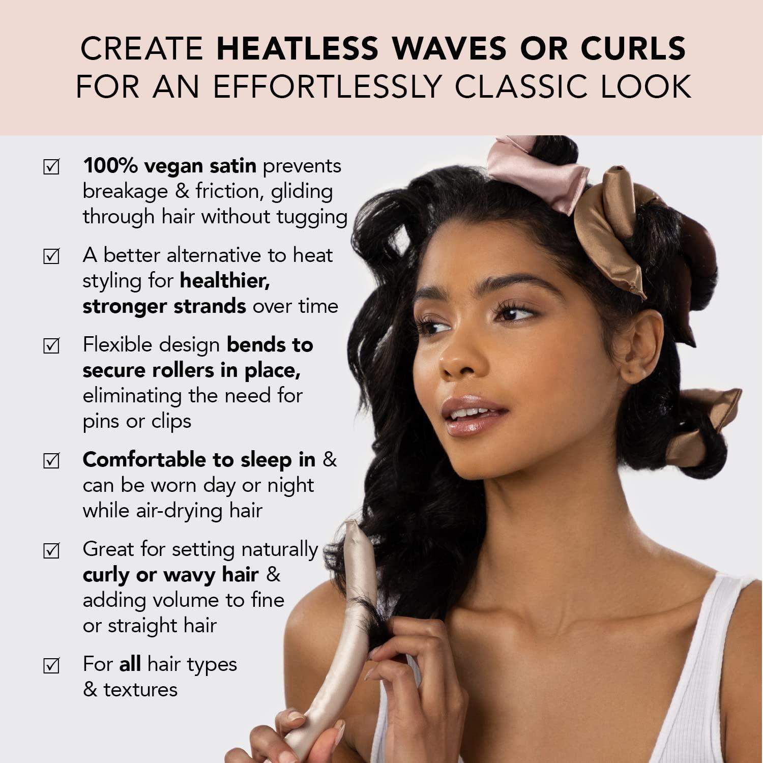 Kitsch Heatless Hair Curler - Satin Covered Heatless Hair Curlers for Long  Hair, Flexi Rods for Heatless Curls for All Hair Types, Hair Curlers To  Sleep in