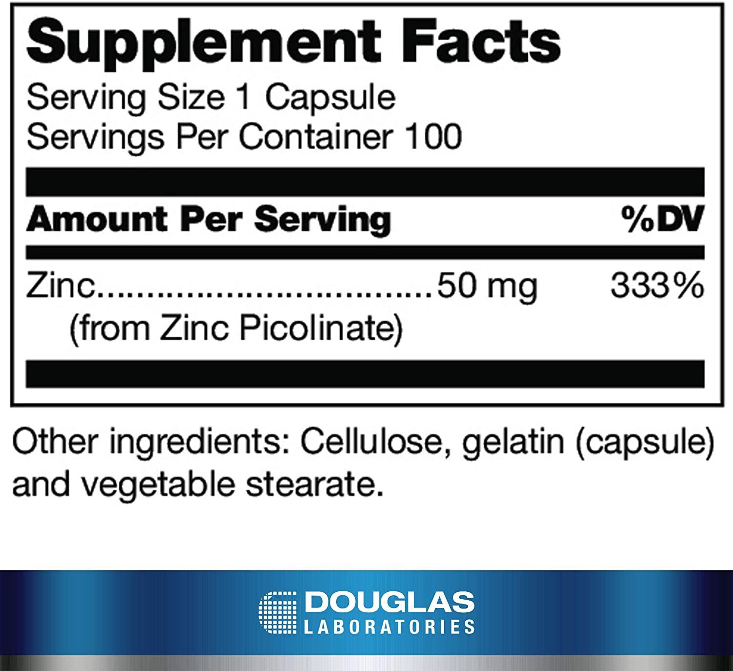 Douglas Laboratories Zinc Picolinate Capsules 50mg Immune Support