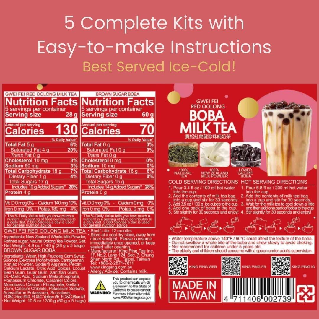 King Ping Best Tea Boba Oolong Tea DIY Kit with LowCalorie Brown