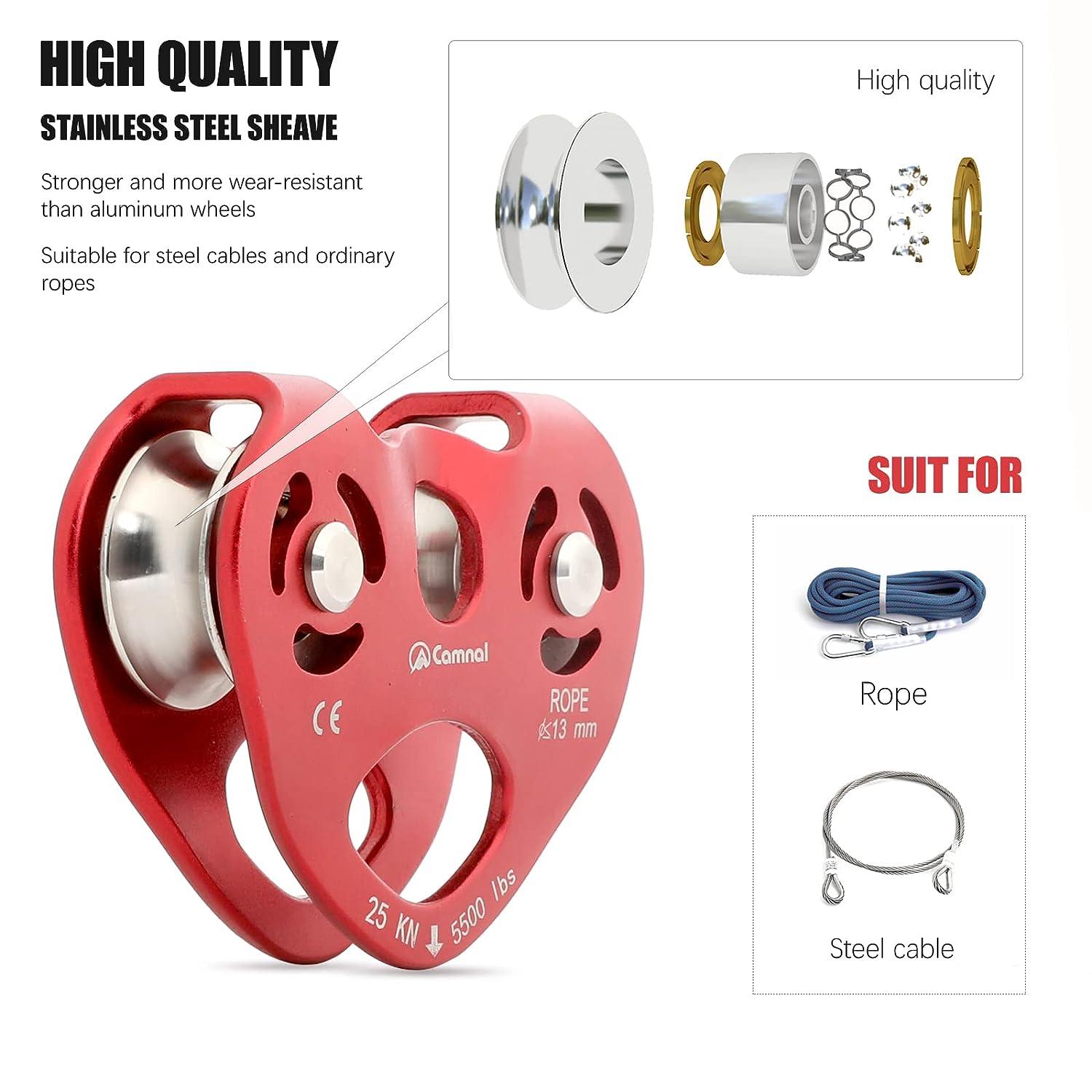 CAMNAL Zipline Trolley Kit with 25kN Carabiner Dual Speed Trolley for