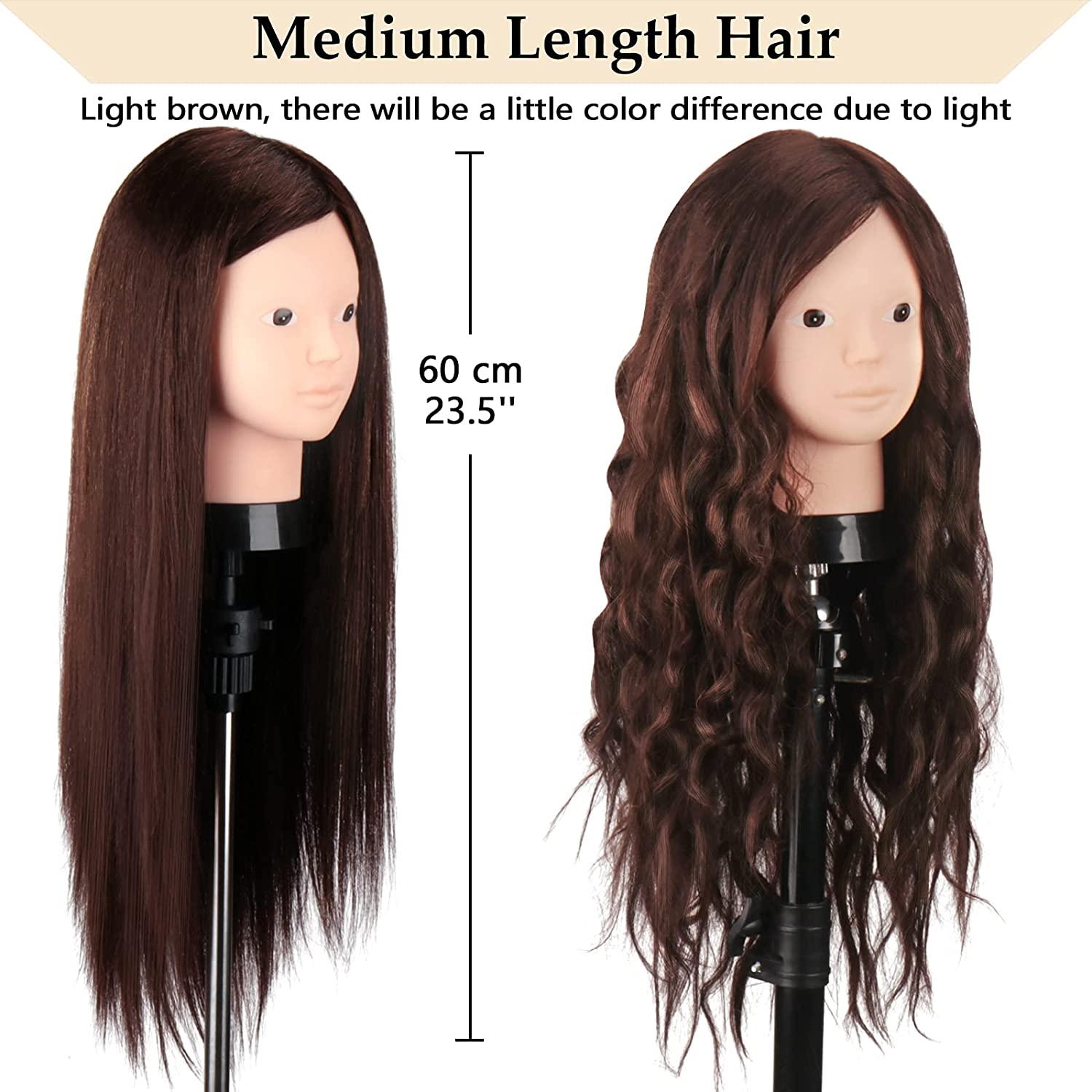 Beauty Star 23.5 Mannequin Head with 80% Real Human Hair, Manikin Doll Head  with Table Clamp Holder + DIY Hair Styling Braid Set, Cosmetology Make-up  Hairdressing Training Head (Dark Brown)