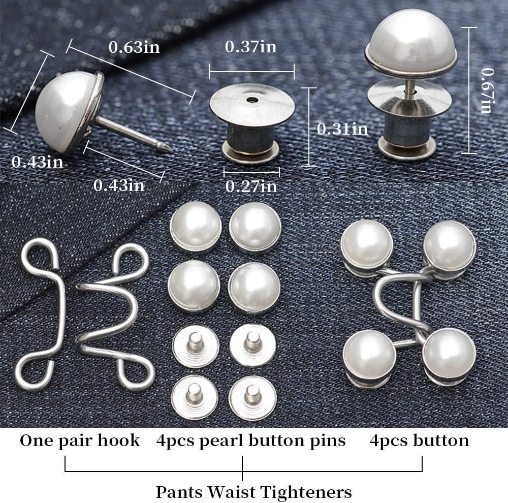  GTAAOY 72 Pieces Jean Buttons Pins, 12 Set Pant Waist  Tightener, Adjustable Jean Button Pin, No Sewing Required, Jeans Button  Replacement Pant Clips for Women Skirt Pant Jeans