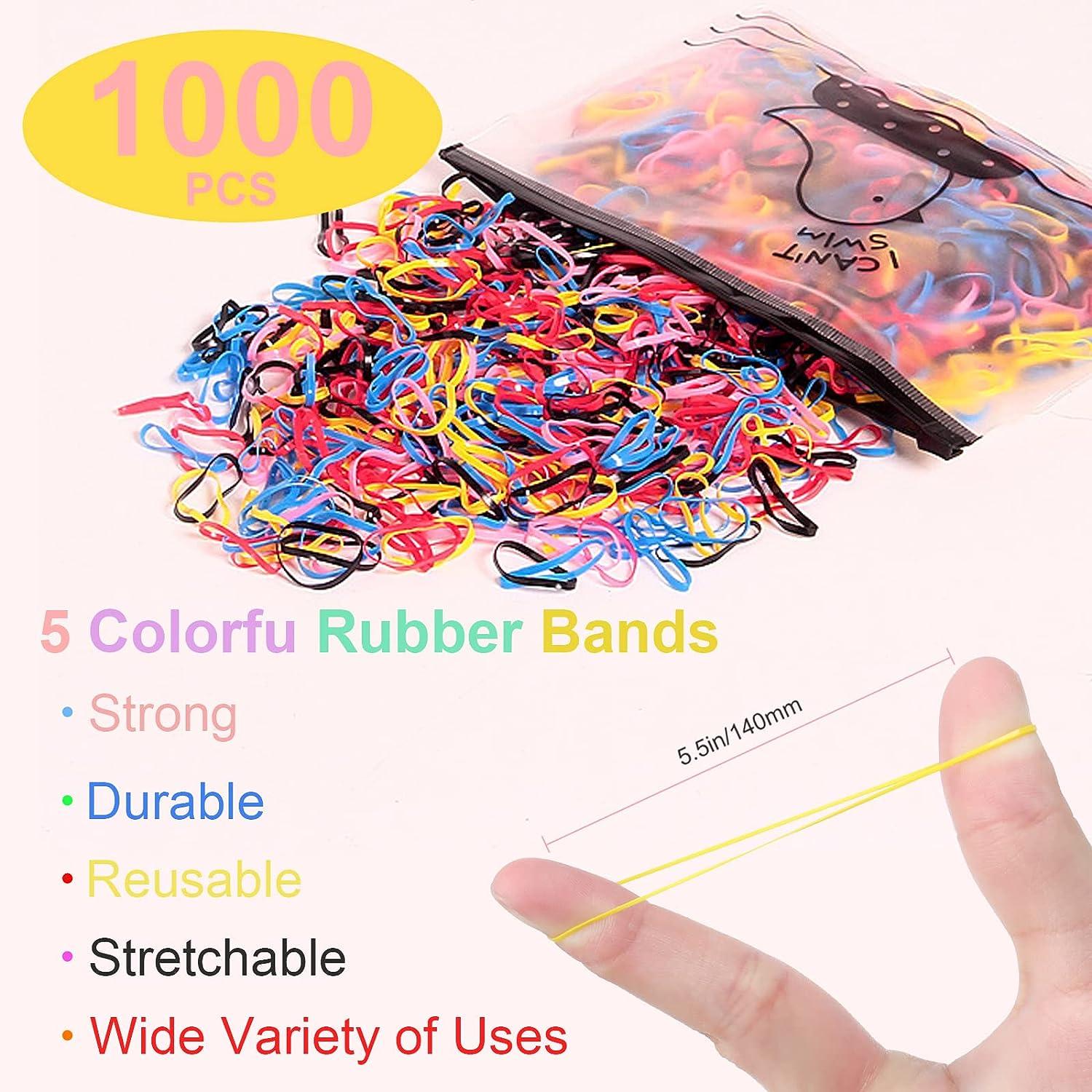 1000Pcs Colorful Rubber Bands for Hair, IKOCO 2Pcs Topsy Tail Hair Tools  and Small Hair Rubber Bands for Toddler Girls with Rat Tail Comb