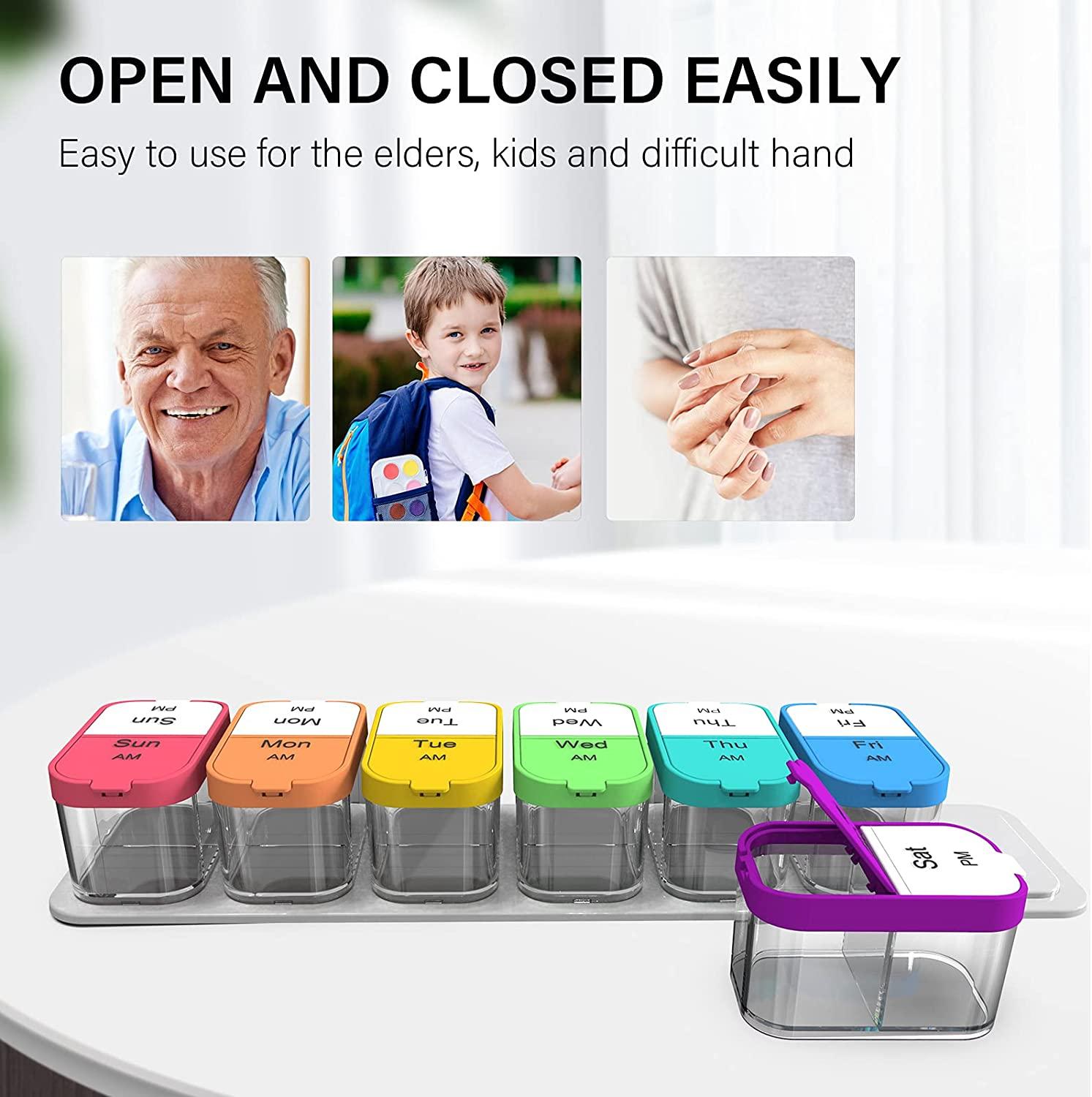 Odaro Extra Large Weekly Pill Organizer 2 Times a Day AM PM Pill Box