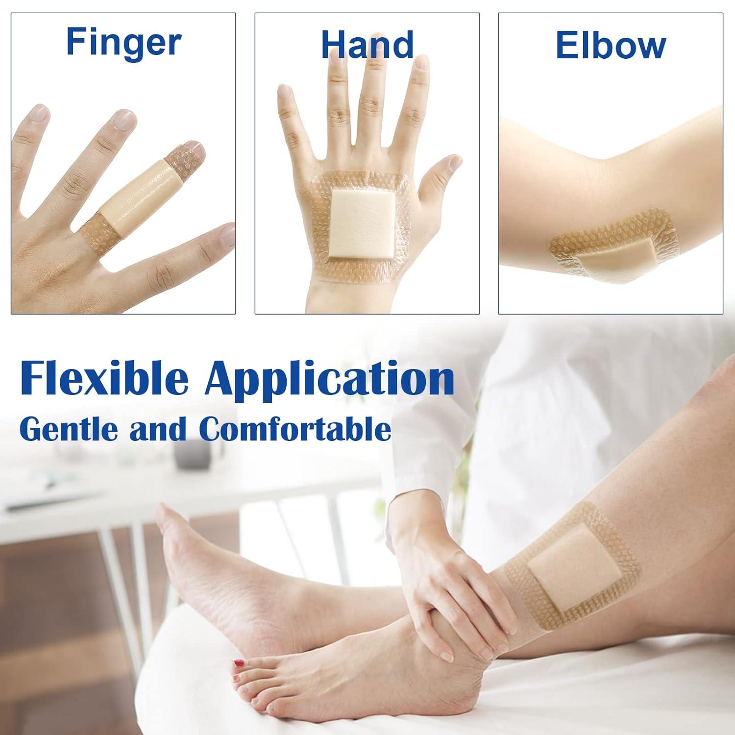 Ceeport Silicone Foam Dressing with Adhesive Gentle Border 3 x 3 10