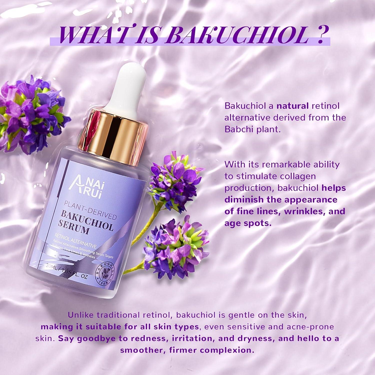 ANAiRUi Bakuchiol Serum with Hyaluronic Acid & Peptide Retinol Alternative  Face Serum for Face and Neck Hydrating Smoothing Anti Aging Reducing Fine  Lines and Wrinkles 30 ml